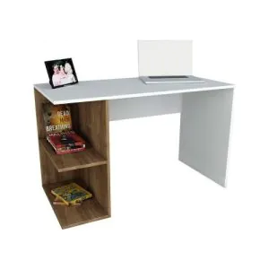 Milet Çalışma Masası Bilgisayar-Ofis Masası 2 Raflı Ceviz Beyaz