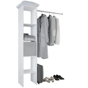 Tdesigno Eliz Açık Giyinme Dolabı - Gardırop Beyaz 120 cm