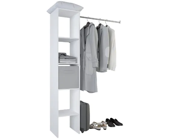 Tdesigno Eliz Açık Giyinme Dolabı - Gardırop Beyaz 120 cm