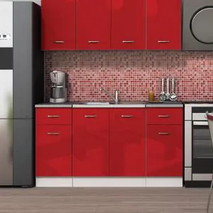 TDESIGNO EVRİM MUTFAK 160 CM TEZGAH DAHİL DEĞİL - PARLAK KIRMIZI