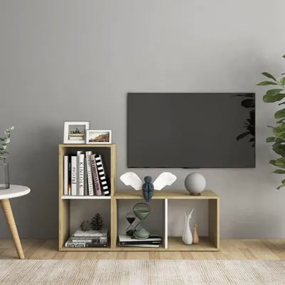TDESIGNO MAYA KİTAPLIKLI TELEVİZYON SEHPASI - ÜNİTESİ -KİTAPLIK-MEŞE BEYAZ 90 CM 4 RAFLI