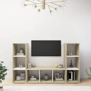 TDESIGNO DEREN KİTAPLIKLI TELEVİZYON SEHPASI - ÜNİTESİ -KİTAPLIK-MEŞE BEYAZ 150 CM 9 RAFLI