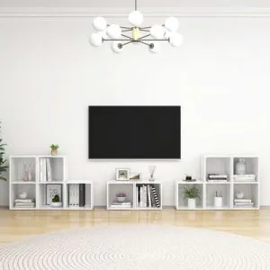 TDESIGNO ALEV KİTAPLIKLI TELEVİZYON SEHPASI - ÜNİTESİ -KİTAPLIK-BEYAZ 240 CM 12 RAFLI