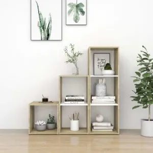 TDESIGNO DİLHA -KİTAPLIK-OFİS DOLABI - MEŞE BEYAZ 6 RAFLI 90 CM