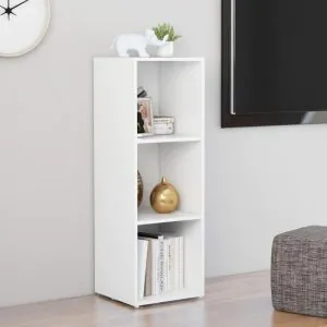 TDESIGNO ŞEYMA -KİTAPLIK- TELEVİZYON SEHPASI -ÜNİTESİ BEYAZ 3 RAFLI 30 CM