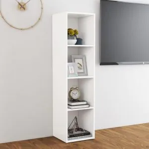 TDESIGNO EZGİ -KİTAPLIK- TELEVİZYON SEHPASI -ÜNİTESİ BEYAZ 4 RAFLI 30 CM