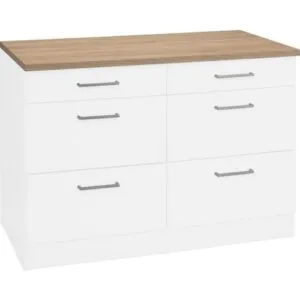 Tdesigno Ares Mutfak 6 Çekmeceli Alt Modül 100 Cm Beyaz Tezgah Dahil