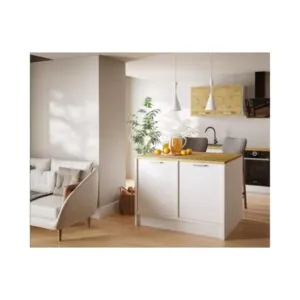 GC Design Bihter Mutfak Adası Alt Modül 120 cm Beyaz Tezgah Dahil
