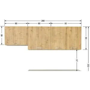 T Designo Ipek Üst Mutfak Dolabı 200 cm