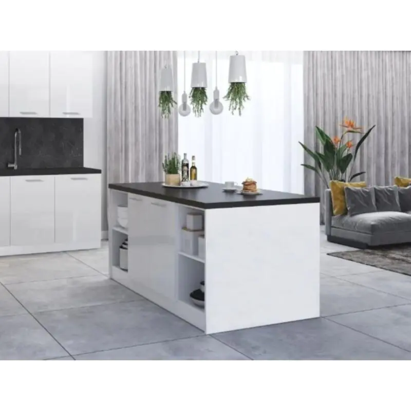 GC Design Reina Mutfak Adası Alt Modül 160 cm Beyaz -Antrasit Tezgah Dahil