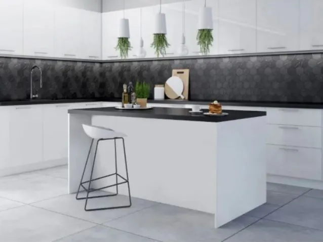 GC Design Reina Mutfak Adası Alt Modül 160 cm Beyaz -Antrasit Tezgah Dahil - Görsel 3