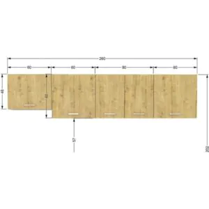T Designo Mısra Üst Mutfak Dolabı 260 cm