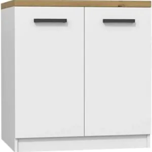 GC Design Arya 2 Kapaklı Mutfak Alt Modül -Çok Amaçlı Dolap 80 cm Beyaz -Tezgah Dahil