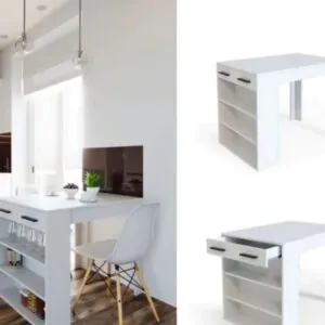 GC Design Infınıty Mutfak Adası - Mutfak MASASI-120 cm-Beyaz Tezgahlı