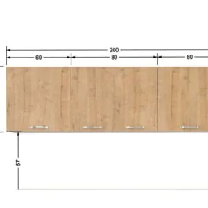 TDesigno Piraye Üst Mutfak Dolabı 200 cm