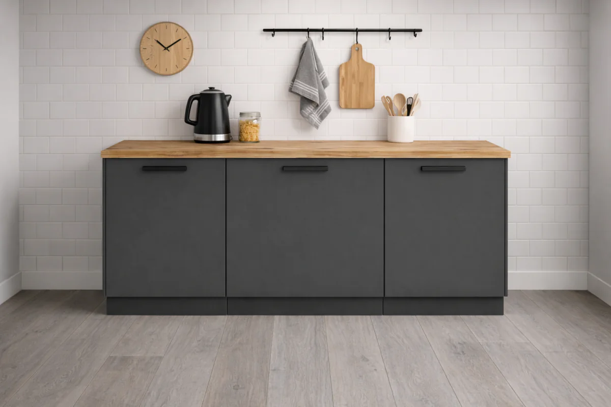 GC Design Devin Mutfak Alt Modül 120 cm Antrasit - Tezgah Dahil - Görsel 3