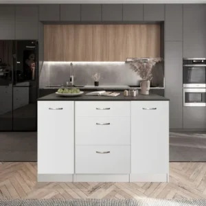 Tdesigno Bale Mutfak Adası - 3 Çekmeceli 2 Kapaklı Alt Modül - Çok Amaçlı Dolap 140 cm - Tezgah Dahil