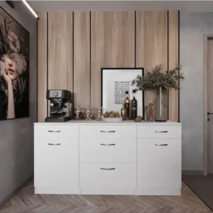 Tdesigno Tango Mutfak 5 Çekmeceli 2 Kapaklı Alt Modül 200 cm - Çok Amaçlı Dolap - Tezgah Dahil