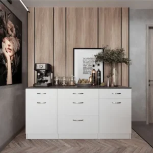 Tdesigno Tango Mutfak 5 Çekmeceli 2 Kapaklı Alt Modül 200 cm - Çok Amaçlı Dolap - Tezgah Dahil