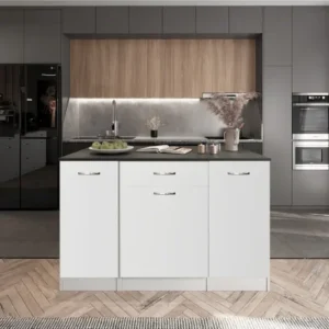 Tdesigno Polka Mutfak Adası - 1 Çekmeceli 3 Kapaklı Alt Modül - Çok Amaçlı Dolap 160 cm - Tezgah Dahil