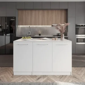 Tdesigno Katrina Mutfak Adası Alt Modül 180 Cm Beyaz - Beyaz Tezgah Dahil