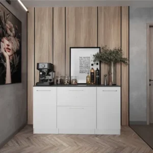 Tdesigno Juba Mutfak 2 Kapaklı - 2 Çekmeceli Alt Modül - 160 cm - Çok Amaçlı Dolap - Beyaz - Tezgah Dahil