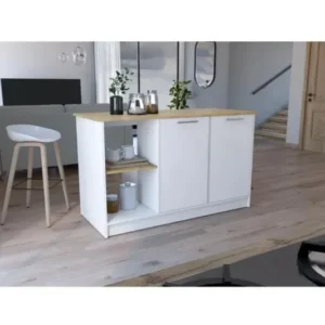 Tdesigno Bengi Mutfak Adası - Beyaz - 150 Cm - Oturma Alanlı