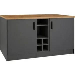 Tdesigno Helios Mutfak Alt Modül 2 Kapaklı - 150 Cm Antrasit - Tezgah Dahil