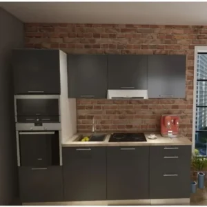 Tdesigno Vega Mutfak 240 cm Tezgah Dahil Değil - Kiler Dahil Antrasit