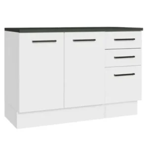 Tdesigno Prag Mutfak Alt Modül 3 Çekmeceli - 2 Kapaklı - 120 Cm Beyaz - Tezgah Dahil