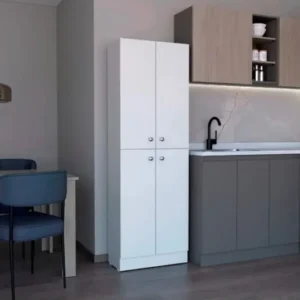 Tdesigno Feza Çok Amaçlı Dolap,5 Raflı, 4 Kapaklı Mutfak Dolabı Kiler Dolabı Banyo Dolabı - 60cm