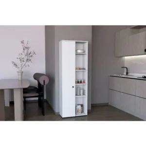Tdesigno Portre Çok Amaçlı Dolap,10 Raflı, 1 Kapaklı Mutfak Dolabı Kiler Dolabı Banyo Dolabı - Beyaz