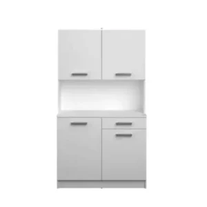 Tdesigno Arslan Çok Amaçlı Dolap - Mikrodalga - Erzak - Airfryer - Mutfak - Kiler Dolabı - Kahve Köşesi - Beyaz - 100CM