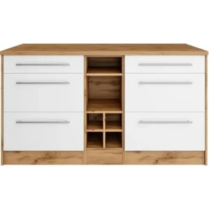Tdesigno Boreas Mutfak Alt Modül 6 Çekmeceli - 150 Cm Beyaz - Tezgah Dahil