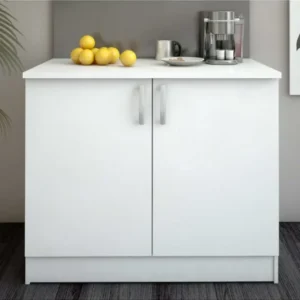 Tdesigno Zambak Mutfak 2 Kapaklı - Alt Modül - 90 cm - Çok Amaçlı Dolap - Beyaz-Tezgah Dahil
