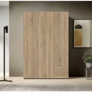 Tdesigno Ahu Giyinme Dolabı - Çok Amaçlı Dolap - Gardırop 120 Cm - 3 Kapaklı - 2 Çekmeceli - AtlantikÇam