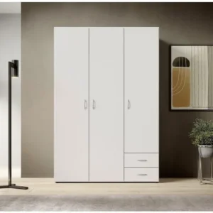 Tdesigno Ahu Giyinme Dolabı - Çok Amaçlı Dolap - Gardırop 120 Cm - 3 Kapaklı - 2 Çekmeceli - Beyaz