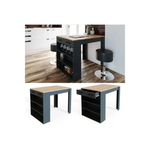 Tdesigno Infinity Mutfak Adasi - Mutfak Masasi - 120 Cm - Tezgah Dahil - Antrasit - Görsel 2