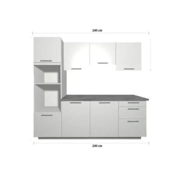 Tdesigno Vega Mutfak 240 cm Tezgah Dahil - Kiler Dahil Beyaz - Görsel 3