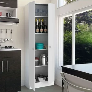 Tdesigno Mez Çok Amaçlı Dolap,5 Raflı, 2 Kapaklı Mutfak Dolabı Kiler Dolabı Banyo Dolabı - Beyaz