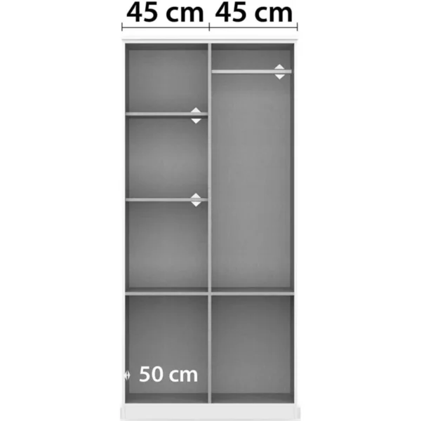 Tdesigno Aksu Giyinme Dolabı - Çok Amaçlı Dolap - Gardırop 90 Cm - 2 Kapaklı - 2 Çekmeceli - AtlantikÇam - Görsel 6