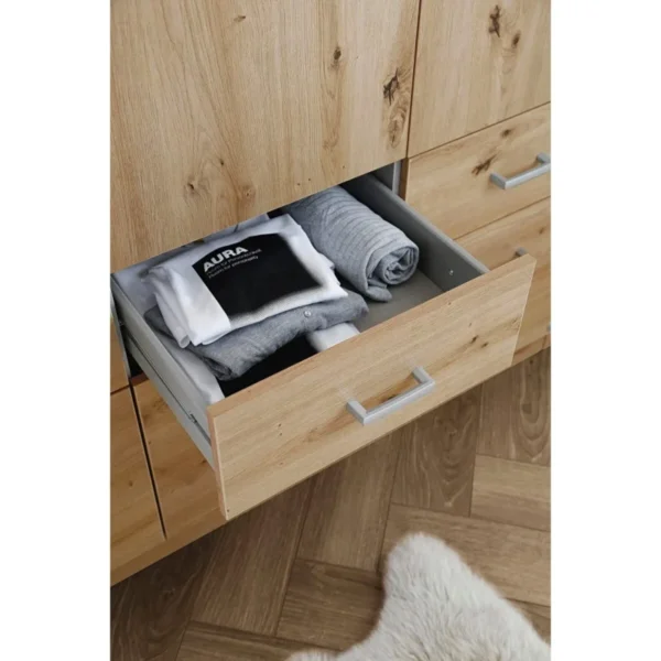 Tdesigno Aksu Giyinme Dolabı - Çok Amaçlı Dolap - Gardırop 90 Cm - 2 Kapaklı - 2 Çekmeceli - AtlantikÇam - Görsel 5