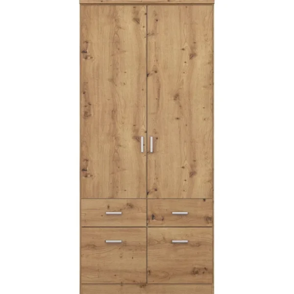 Tdesigno Aksu Giyinme Dolabı - Çok Amaçlı Dolap - Gardırop 90 Cm - 2 Kapaklı - 2 Çekmeceli - AtlantikÇam - Görsel 3