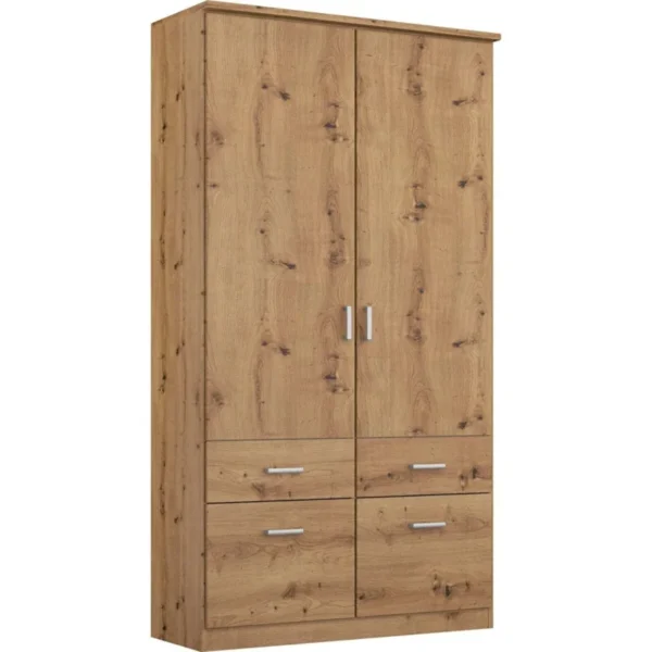 Tdesigno Aksu Giyinme Dolabı - Çok Amaçlı Dolap - Gardırop 90 Cm - 2 Kapaklı - 2 Çekmeceli - AtlantikÇam - Görsel 2