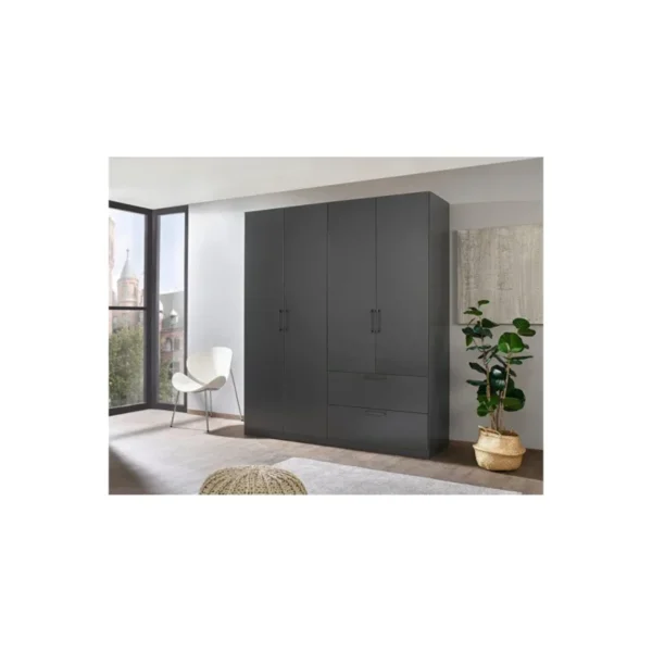 Tdesigno Araz Giyinme Dolabı - Çok Amaçlı Dolap - Gardırop 180 Cm - 4 Kapaklı - 2 Çekmeceli̇ - Antrasit