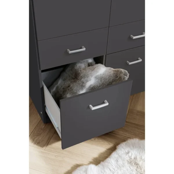 Tdesigno Aksu Giyinme Dolabı - Çok Amaçlı Dolap - Gardırop 90 Cm - 2 Kapaklı - 2 Çekmeceli - Antrasit - Görsel 4