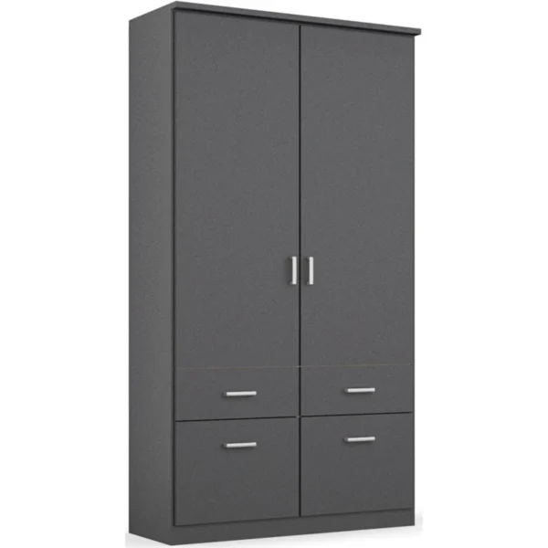 Tdesigno Aksu Giyinme Dolabı - Çok Amaçlı Dolap - Gardırop 90 Cm - 2 Kapaklı - 2 Çekmeceli - Antrasit - Görsel 5