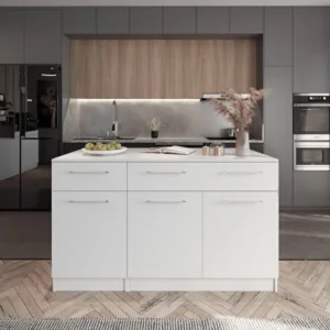 Tdesigno Zeus Mutfak Adası - Alt Modül - 2 Çekmeceli 3 Kapaklı - 150 cm Beyaz - Tezgah Dahil