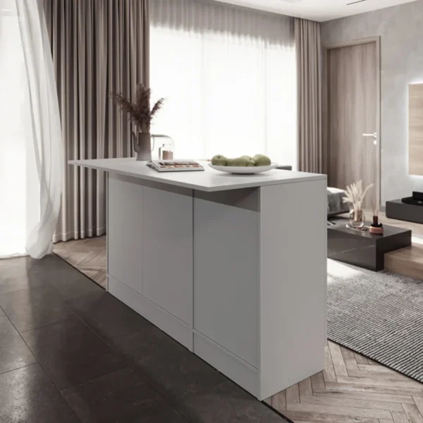 Tdesigno Zeus Mutfak Adası - Alt Modül - 2 Çekmeceli 3 Kapaklı - 150 cm Beyaz - Tezgah Dahil - Görsel 2