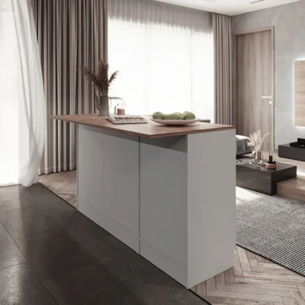 Tdesigno Zeus Mutfak Adası - Alt Modül - 2 Çekmeceli 3 Kapaklı - 150 cm Beyaz - Tezgah Dahil - Görsel 2